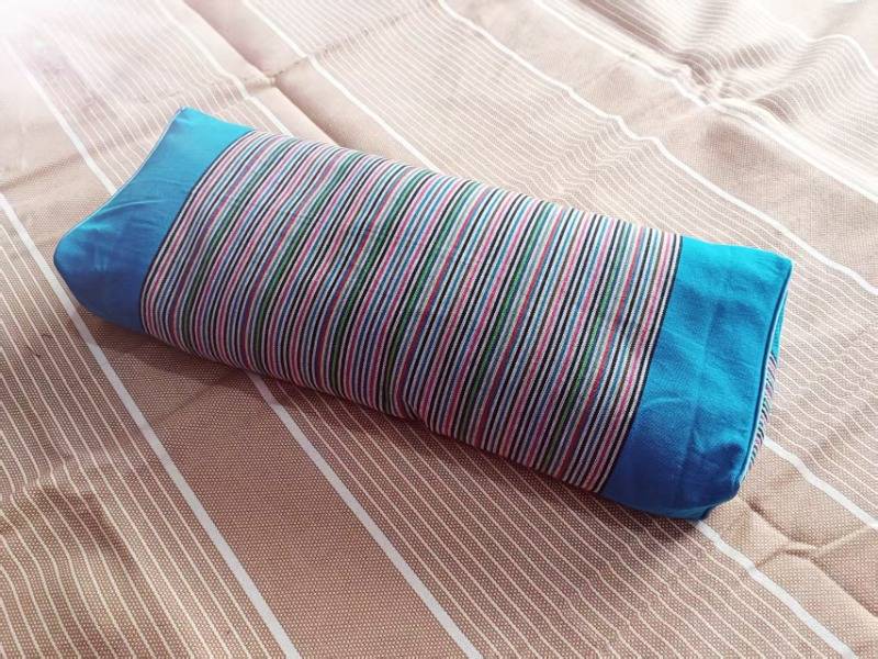 天兰色纯棉老粗布方枕